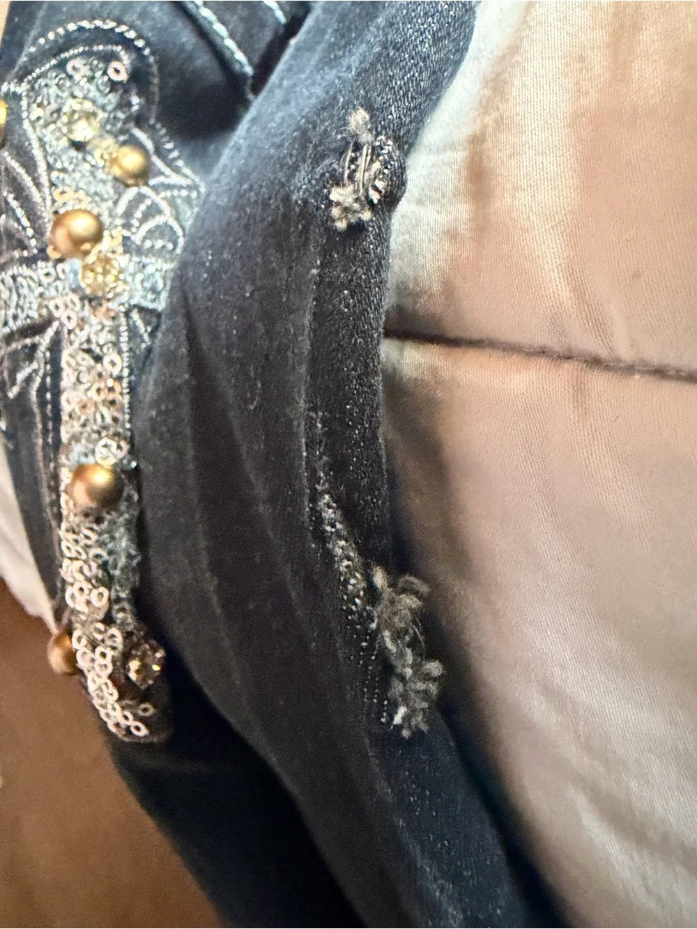 Sky Black Washed Flare Jeans with Faded Detail - Picture 5 of 5